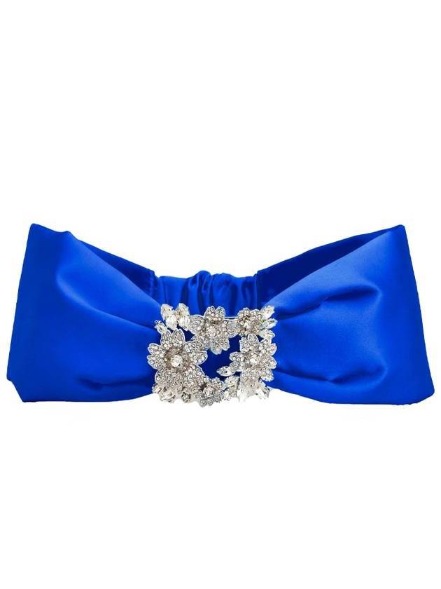 RV Bouquet Strass Satin Hair Band Blue - ROGER VIVIER - BALAAN 1