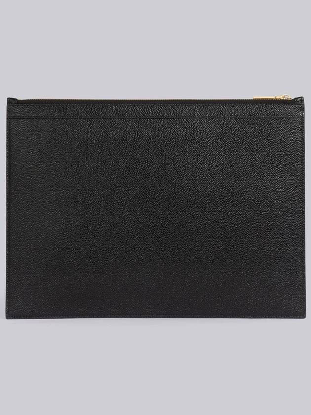 Three Stripes Tab Pebble Grain Leather Diagonal Medium Clutch Bag Black - THOM BROWNE - BALAAN 4