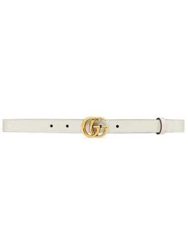 GG Marmont Shiny Buckle Leather Belt White - GUCCI - BALAAN 1