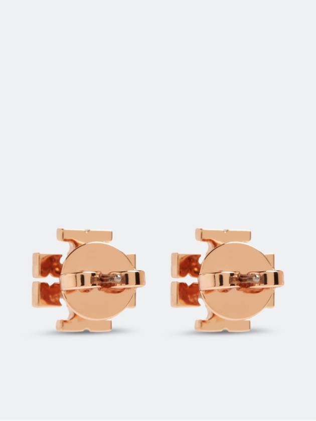 Crystal Logo Stud Earrings Rose Gold - TORY BURCH - BALAAN 4