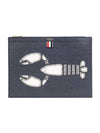 Lobster Grain Leather Medium Clutch Bag Navy - THOM BROWNE - BALAAN 1