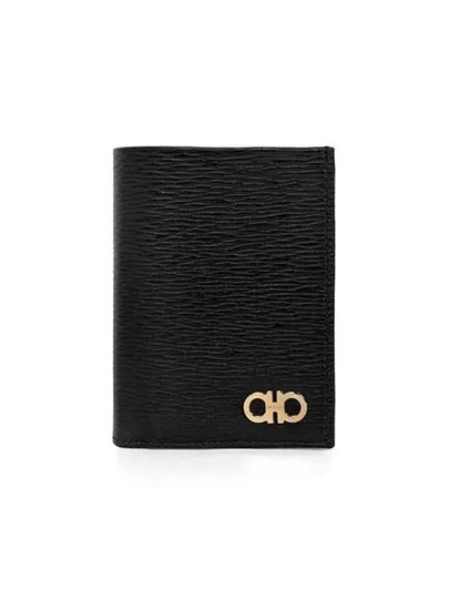 Revival Gancini Compact Half Wallet Black - SALVATORE FERRAGAMO - BALAAN 2