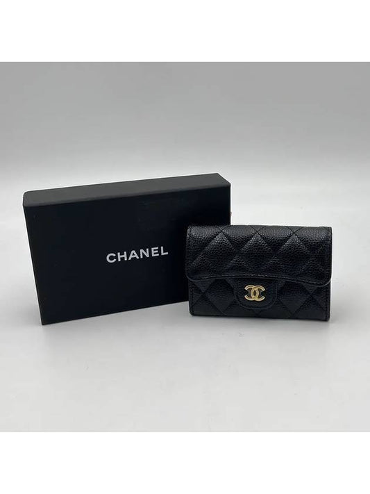 Classic Card Holder Grained Calfskin Gold Metal Black AP0214 - CHANEL - BALAAN 1