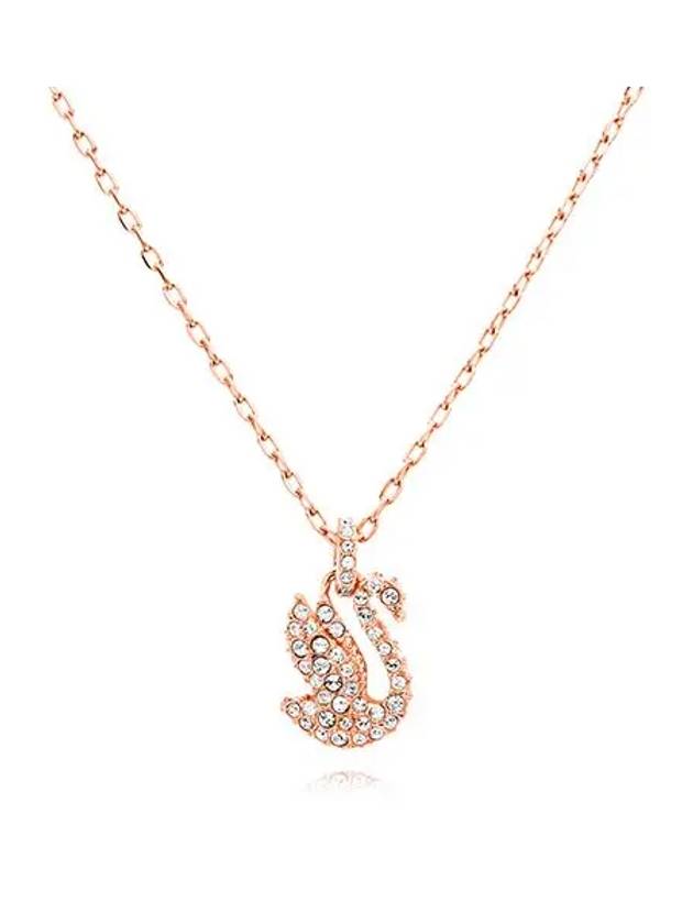 Iconic Swan Small Pendant Necklace Rose Gold - SWAROVSKI - BALAAN 3