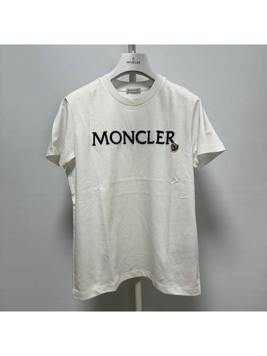 Women s Embroidered Logo T Shirt White J1 093 8C00006 829HP 037 - MONCLER - BALAAN 1