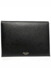 Saffiano Logo Document Clutch Bag Black - PRADA - BALAAN 2