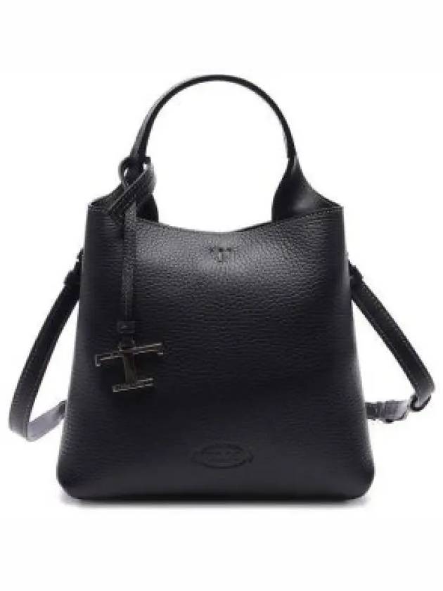 Logo Mini Leather Tote Bag Black - TOD'S - BALAAN 2