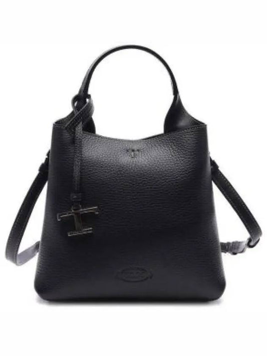 Logo Mini Leather Tote Bag Black - TOD'S - BALAAN 2