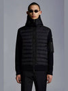 Padded Wool Hooded Zip-Up Cardigan Black - MONCLER - BALAAN 2