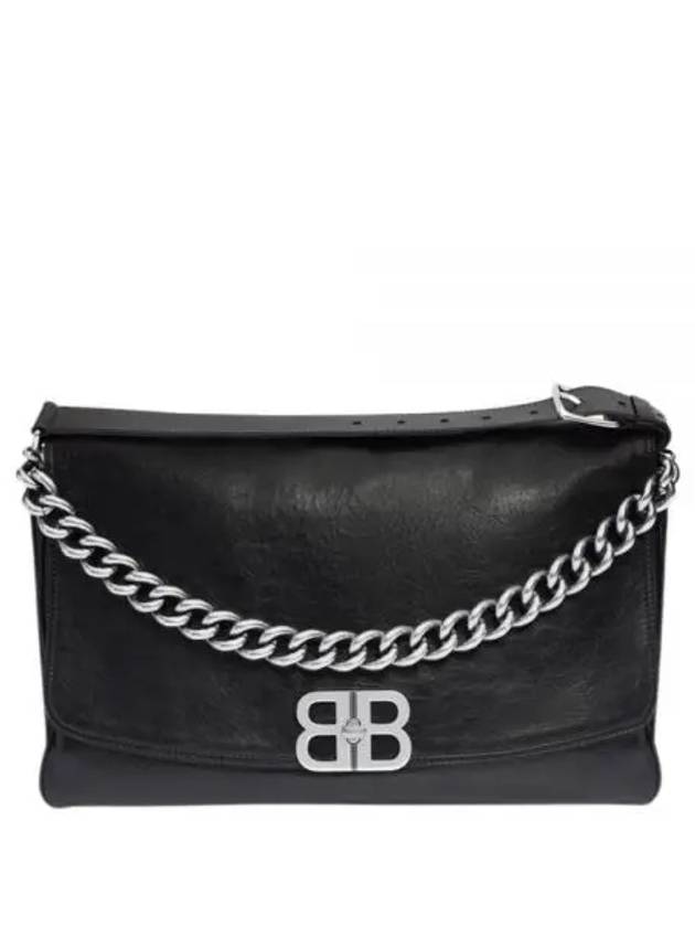 Women's BB Soft Large Flap Shoulder Bag Black - BALENCIAGA - BALAAN 2