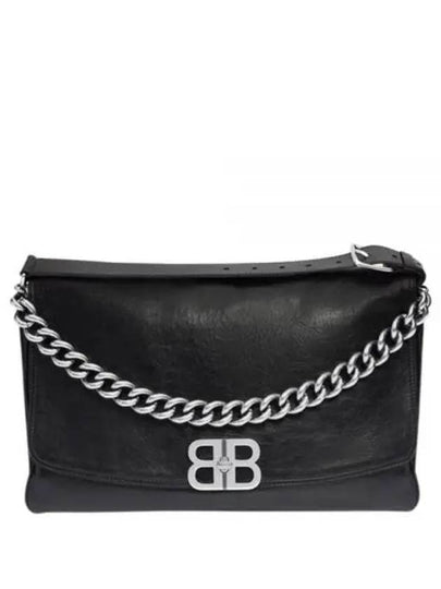 Women's BB Soft Large Flap Shoulder Bag Black - BALENCIAGA - BALAAN 2