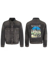 Notre Dame Print Denim Jacket Black - BALENCIAGA - BALAAN 7