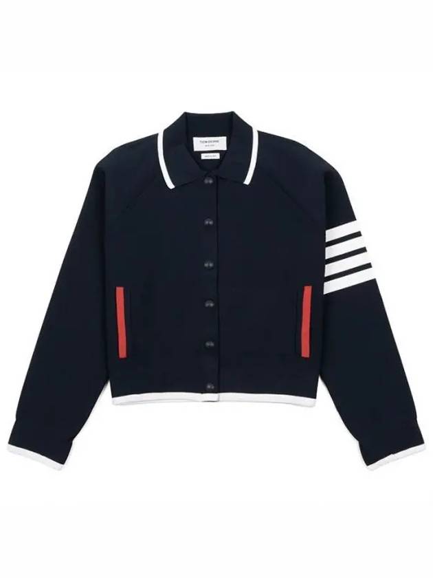 Viscose 4-Bar Polo Bomber Jacket Navy - THOM BROWNE - BALAAN 2