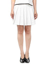 Women's Striped Band Cotton Pleated Skirt White - THOM BROWNE - BALAAN 2