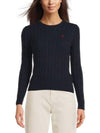 Embroidered Logo Pony Cable Knit Top Navy - POLO RALPH LAUREN - BALAAN 3