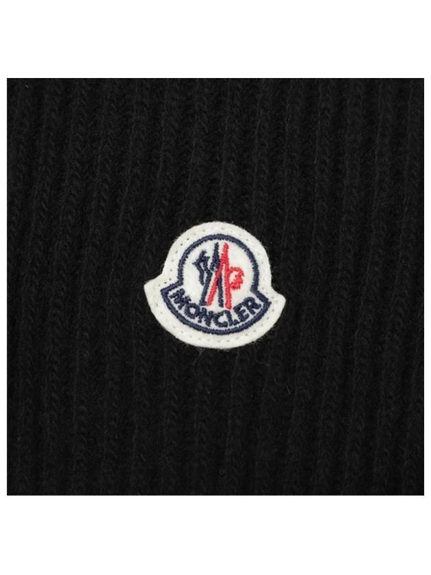 Logo Patch Wool Beanie Black Hat 3B00048 M1241 999 TJ - MONCLER - BALAAN 6