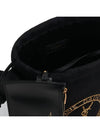 Embroidered Felt Smooth Leather Rib Gauche Lace Bucket Bag Black - SAINT LAURENT - BALAAN 5