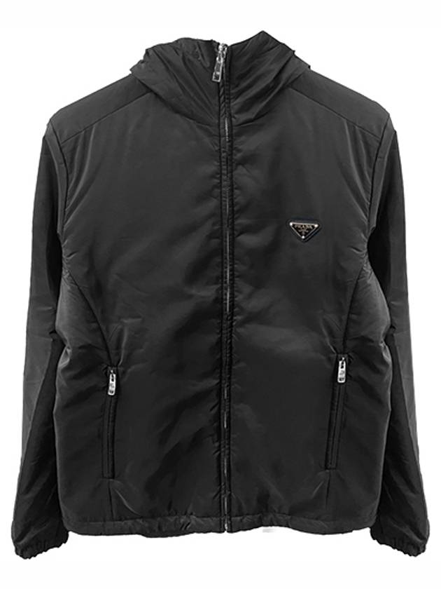 Triangular logo reversible lightweight hooded jacket black men s SGB224 106O F002L - PRADA - BALAAN 2