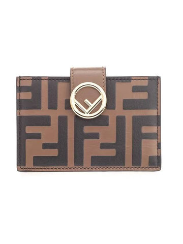 Logo Strap Accordion Card Wallet Brown - FENDI - BALAAN 1