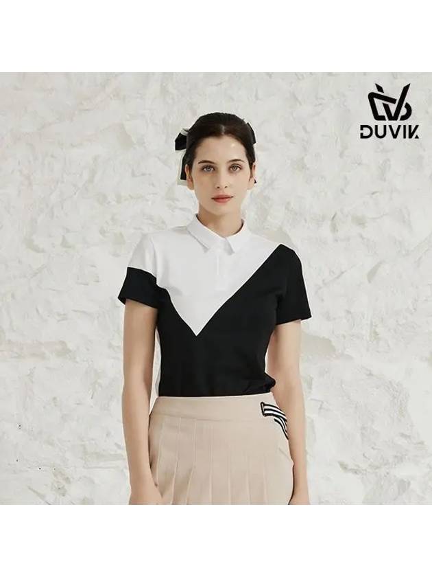 cotton block color scheme Y-collar short-sleeved T-shirt DD2WTS103BK - DUVIK - BALAAN 5