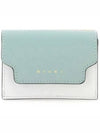 Saffiano Color Block Tri-Fold Half Wallet Blue - MARNI - BALAAN 2