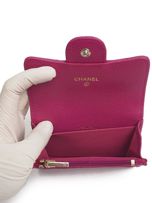 Classic card wallet snap in zipper wine gold plated full set - CHANEL - BALAAN 6