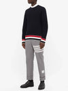 Men's Textured Crew Neck Knit Top Navy - THOM BROWNE - BALAAN 6