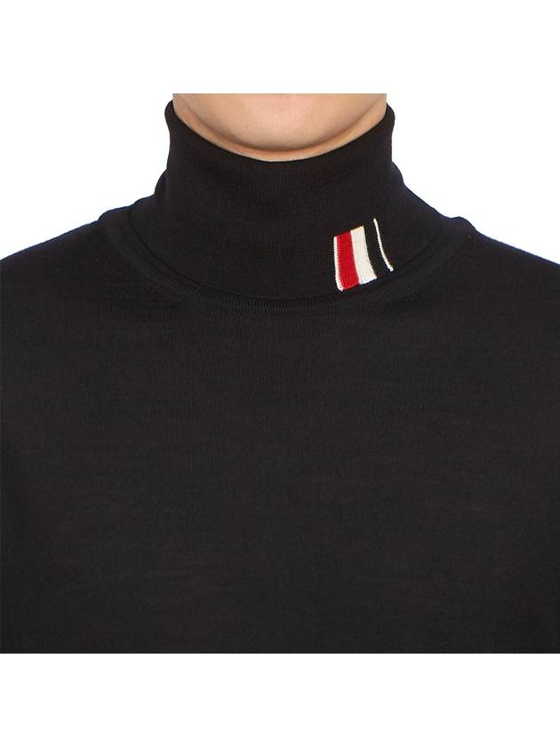 Striped Fine Merino Jersey Turtleneck Navy - THOM BROWNE - BALAAN 7