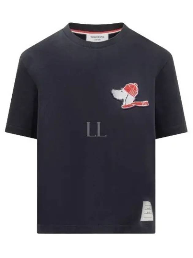 Festive Jersey Button Hector Short Sleeve T Shirt Navy - THOM BROWNE - BALAAN 2