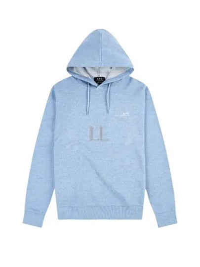 Logo Print Drawstring Hoodie Blue - A.P.C. - BALAAN 2