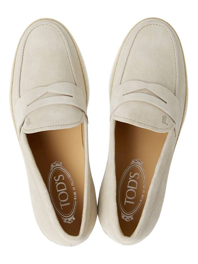 Suede Penny Loafer Beige - TOD'S - BALAAN 3