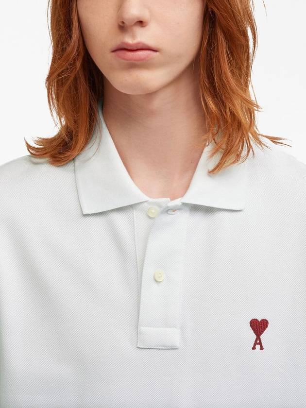 Heart Logo Polo Shirt White - AMI - BALAAN 8