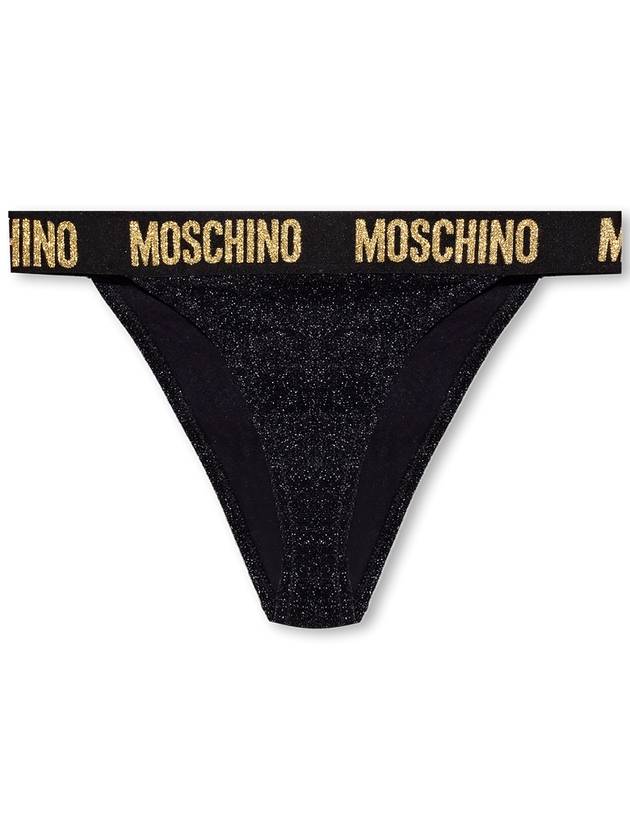 Women s Logo Waist Stretch Bikini Bottoms Black - MOSCHINO - BALAAN 2