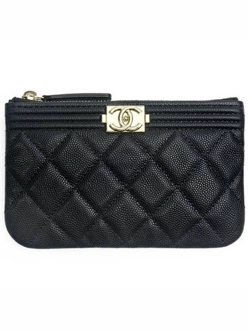 Boy Caviar Mini Pouch Clutch Black Champagne Gold AP0963 - CHANEL - BALAAN 1