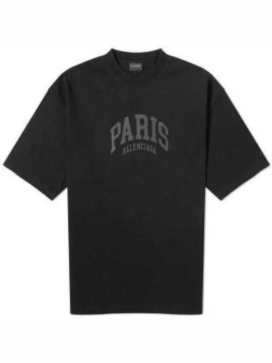 Cities Paris Logo Medium Short Sleeve T-Shirt Black - BALENCIAGA - BALAAN 2