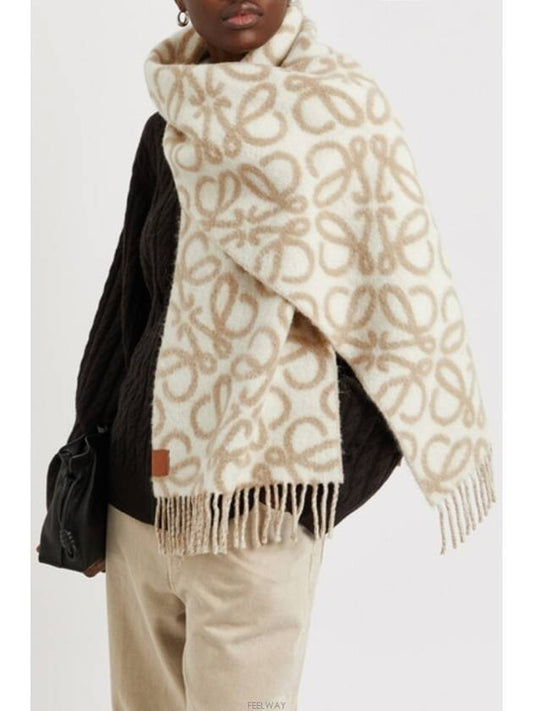 Anagram Scarf Beige White - LOEWE - BALAAN 2