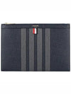 4-Bar Leather Small Clutch Bag Navy - THOM BROWNE - BALAAN 2