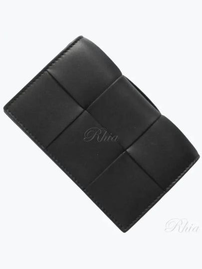 Women's Intrecciato Cassette Card Wallet Black - BOTTEGA VENETA - BALAAN 2