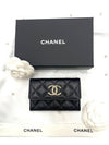 Classic CC logo snap card wallet caviar black gold AP4254 - CHANEL - BALAAN 7