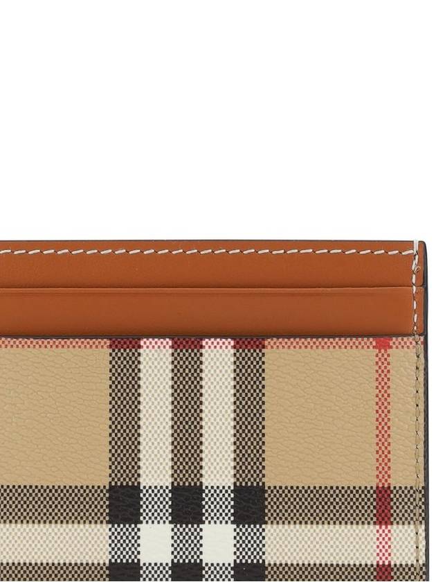 Check Print Leather Card Holder Beige - BURBERRY - BALAAN 4