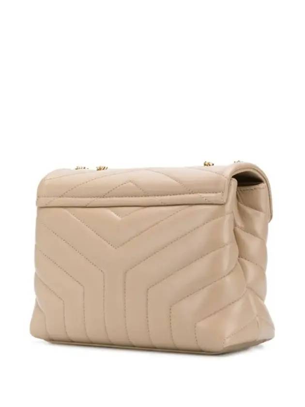 Bronze Monogram Loulou Matelasse Y Leather Small Shoulder Bag Beige - SAINT LAURENT - BALAAN 3