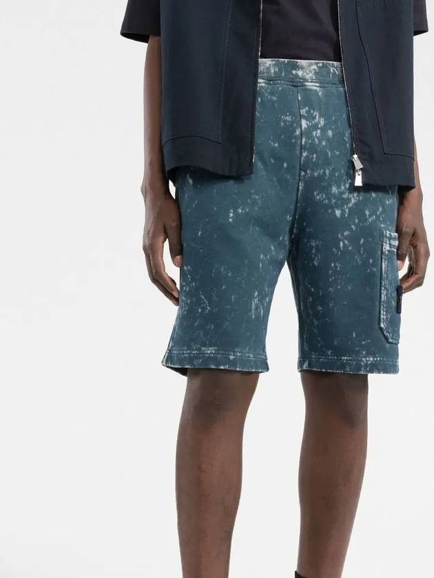 Waffen Patch Off Dye Bermuda Shorts Blue - STONE ISLAND - BALAAN 4