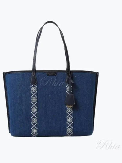 Perry Triple Compartment Tote Bag Denim Blue - TORY BURCH - BALAAN 2