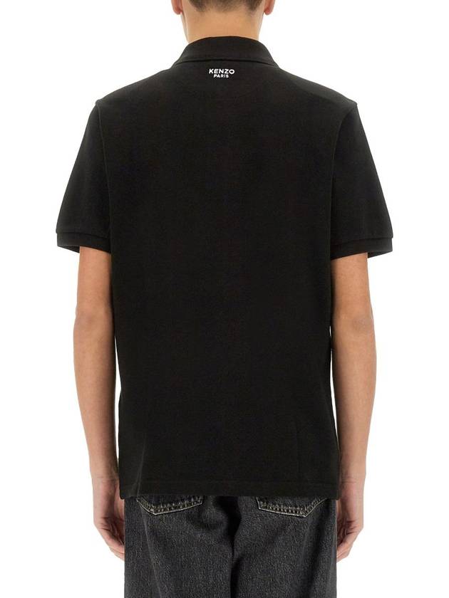 Pop Embroidery Slim Polo Shirt Black - KENZO - BALAAN 4