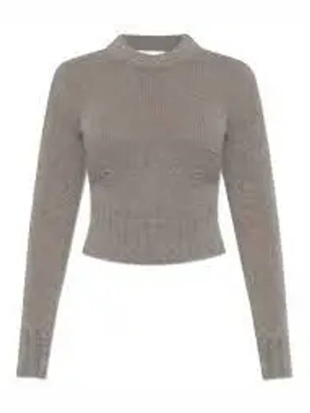 Brushed Round Neck Knit Top Grey - AMI - BALAAN 2