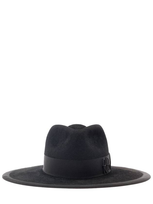 Black Fedora Hat With Rb Embroidery In Felt Woman - RUSLAN BAGINSKIY - BALAAN 1