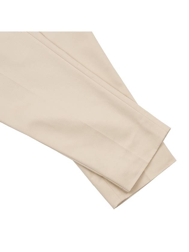 Elastic Cotton Crop Straight Pants Beige - AMI - BALAAN 6