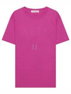 Logo Printed Short Sleeve T-Shirt Pink - VALENTINO - BALAAN 2