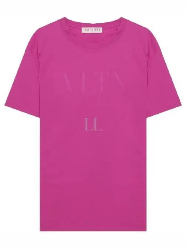 Logo Printed Short Sleeve T-Shirt Pink - VALENTINO - BALAAN 2