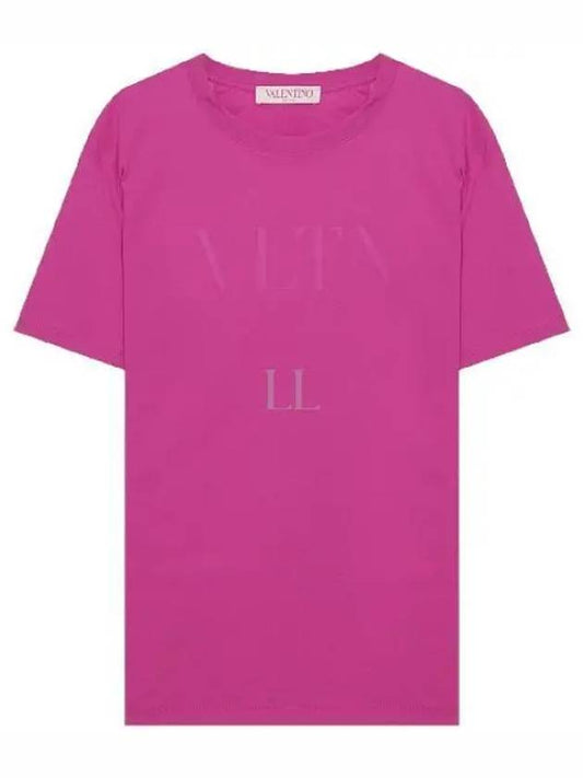 Logo Printed Short Sleeve T-Shirt Pink - VALENTINO - BALAAN 2